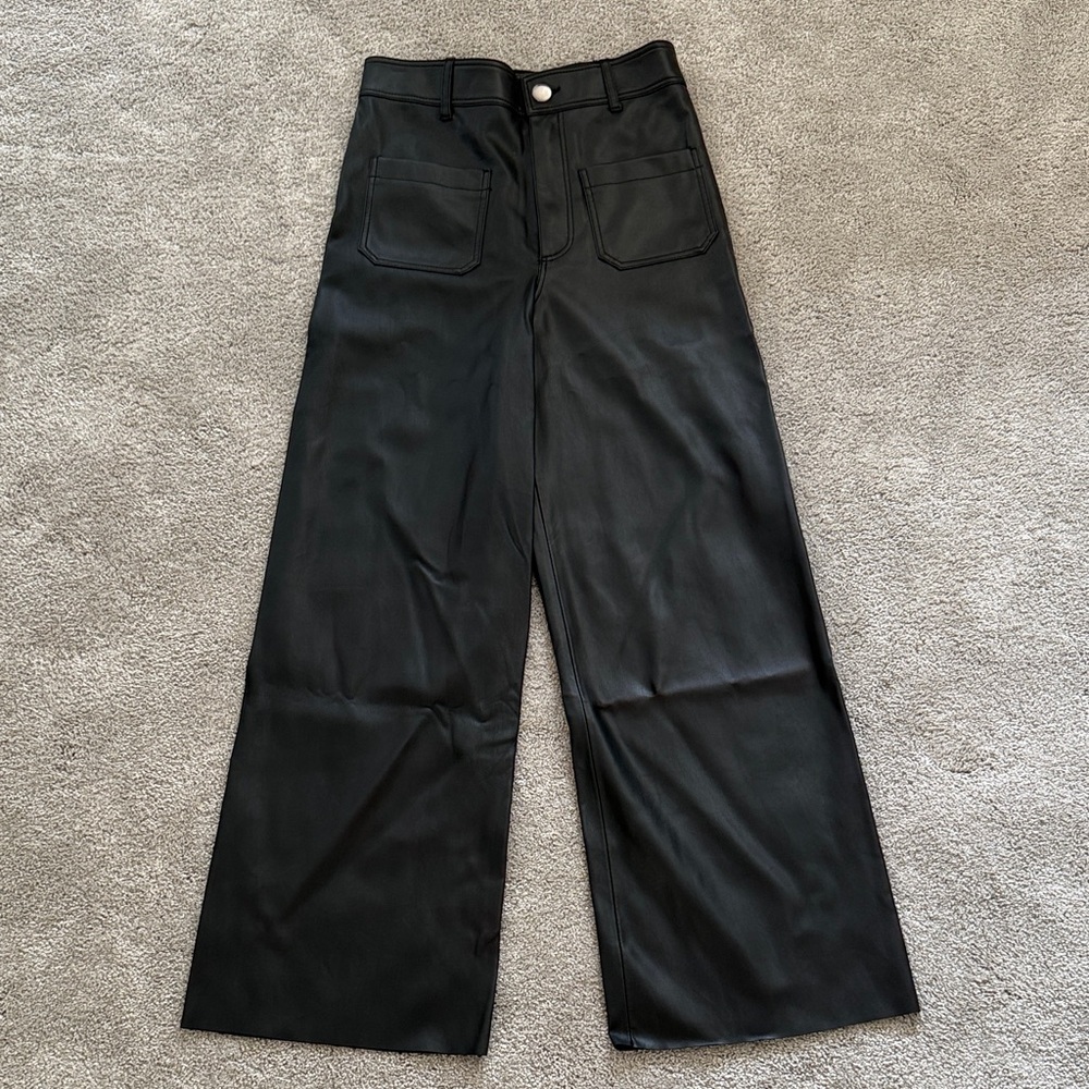 ZARA THE MARINE STRAIGHT FAUX LEATHER PANTS